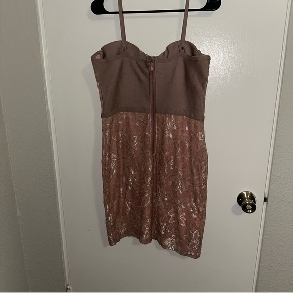 Elegant Lace Strapless Dress in moby pink - Picture 3 of 7